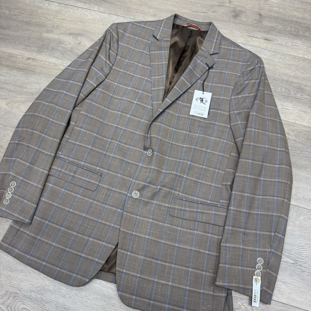 NWT Crown & Ivy Windowpane Blazer Multicolor Tan Men's Sz 42L Modern Preppy PICK